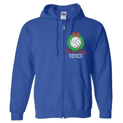 Game Day Vibes Christmas Cool Xgiftmas Pajama Volleyball Player Funny Gift Full Zip Hoodie