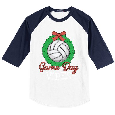 Game Day Vibes Christmas Cool Xgiftmas Pajama Volleyball Player Funny Gift Baseball Sleeve Shirt