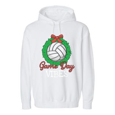 Game Day Vibes Christmas Cool Xgiftmas Pajama Volleyball Player Funny Gift Garment-Dyed Fleece Hoodie