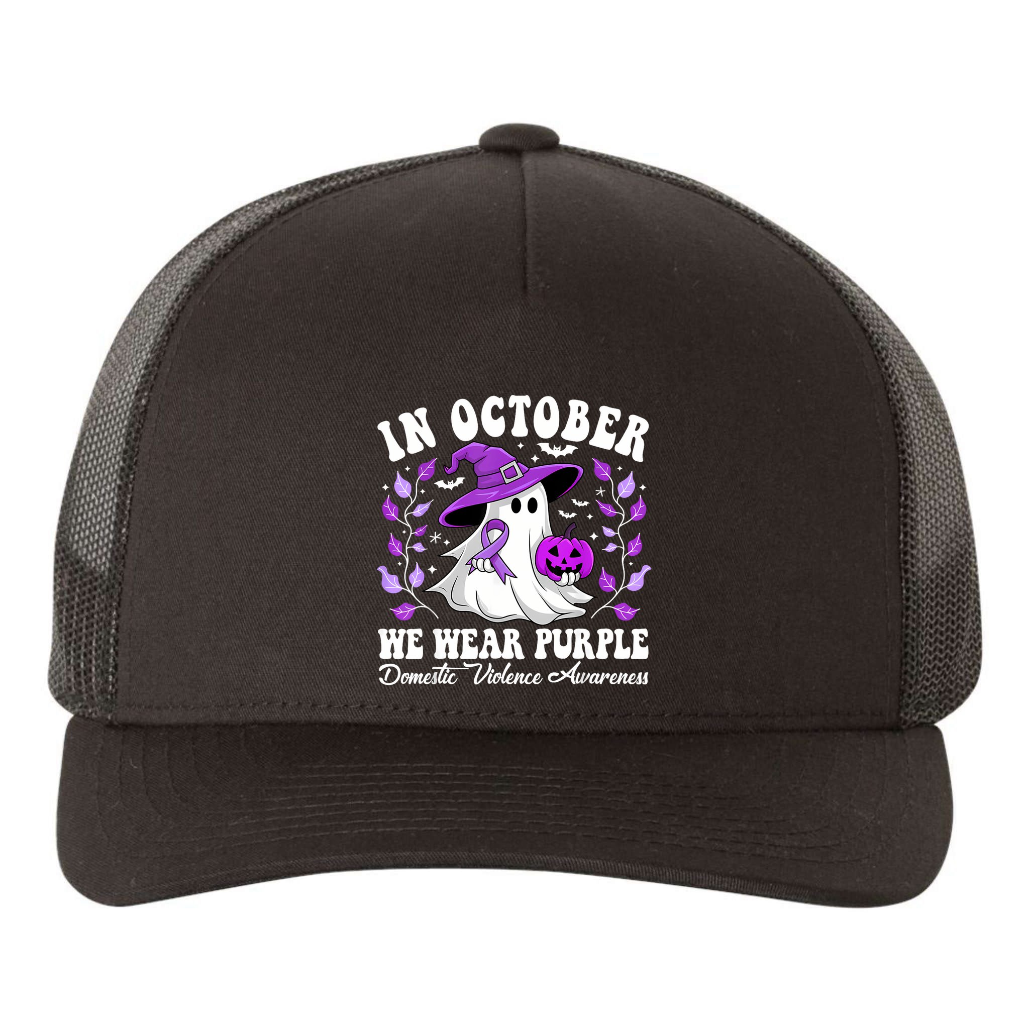Groovy Domestic Violence Awareness Women Support Squad Yupoong Adult 5-Panel Trucker Hat