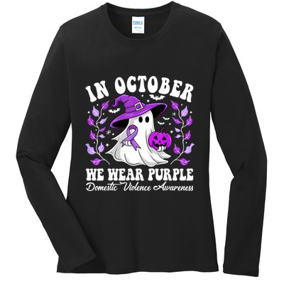 Groovy Domestic Violence Awareness Women Support Squad Ladies Long Sleeve Shirt