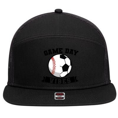 Game Day Vibes Baseball Gift 7 Panel Mesh Trucker Snapback Hat