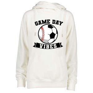 Game Day Vibes Baseball Gift Womens Funnel Neck Pullover Hood