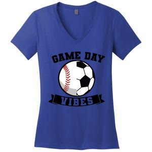 Game Day Vibes Baseball Gift Women's V-Neck T-Shirt