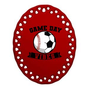 Game Day Vibes Baseball Gift Ceramic Oval Ornament