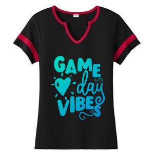 Game Day Vibes Inspirational Baseball Player Game Fan Cute Gift Ladies Halftime Notch Neck Tee