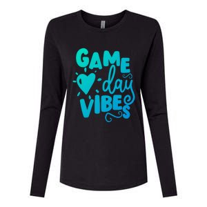 Game Day Vibes Inspirational Baseball Player Game Fan Cute Gift Womens Cotton Relaxed Long Sleeve T-Shirt