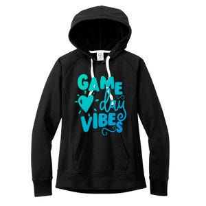 Game Day Vibes Inspirational Baseball Player Game Fan Cute Gift Women's Fleece Hoodie