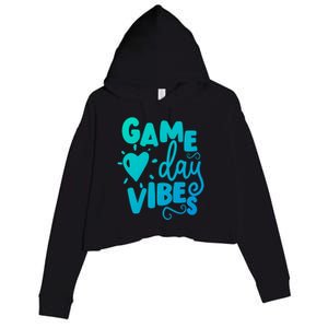 Game Day Vibes Inspirational Baseball Player Game Fan Cute Gift Crop Fleece Hoodie