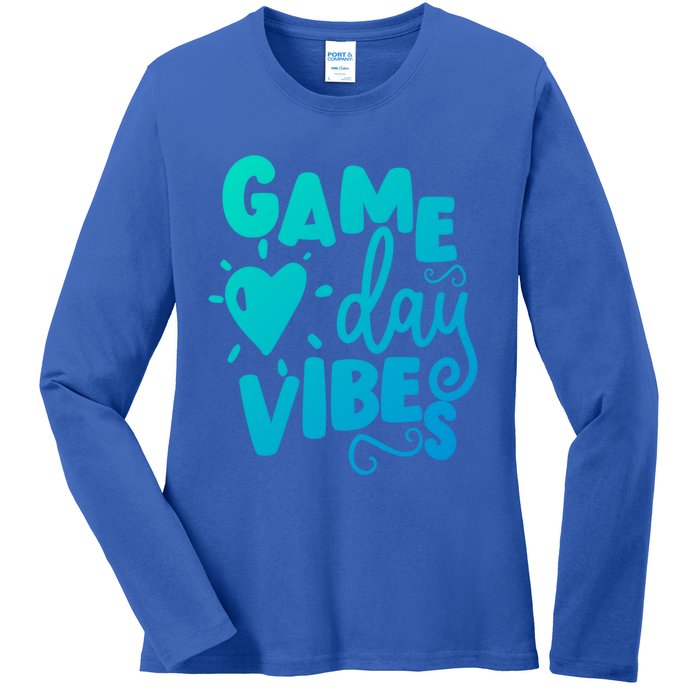 Game Day Vibes Inspirational Baseball Player Game Fan Cute Gift Ladies Long Sleeve Shirt