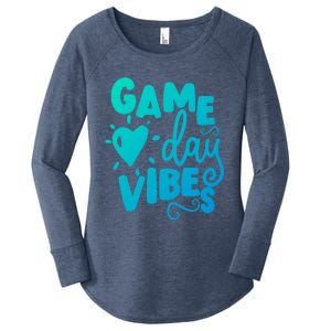 Game Day Vibes Inspirational Baseball Player Game Fan Cute Gift Women's Perfect Tri Tunic Long Sleeve Shirt