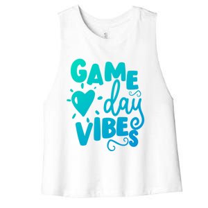 Game Day Vibes Inspirational Baseball Player Game Fan Cute Gift Women's Racerback Cropped Tank