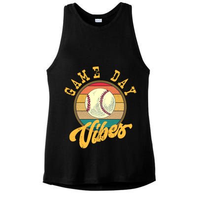Game Day Vibes Retro Baseball Season Players And Fans Design Gift Ladies PosiCharge Tri-Blend Wicking Tank