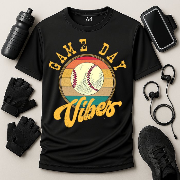 Game Day Vibes Retro Baseball Season Players And Fans Design Gift Cooling Performance Crew T-Shirt