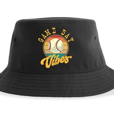 Game Day Vibes Retro Baseball Season Players And Fans Design Gift Sustainable Bucket Hat