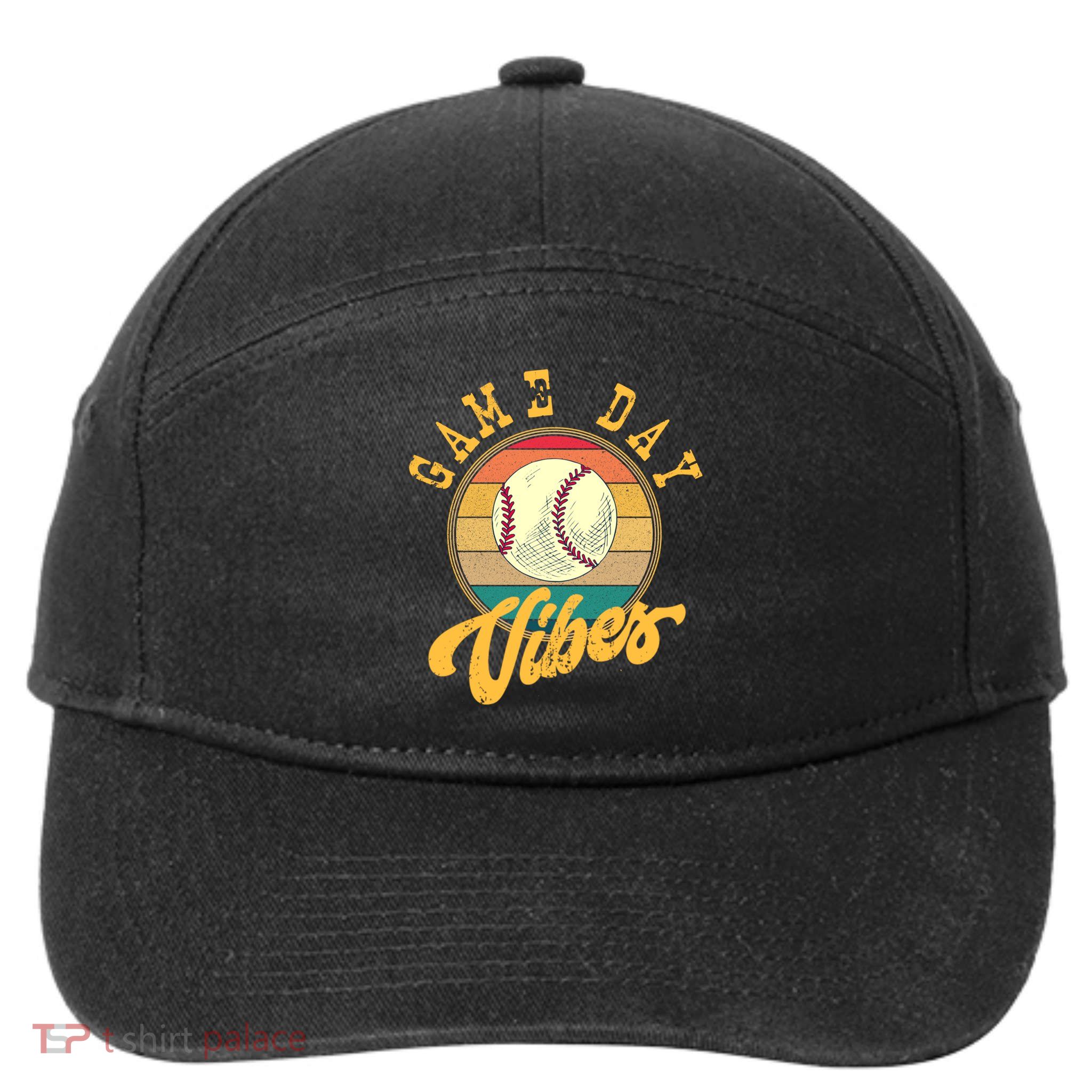 Game Day Vibes Retro Baseball Season Players And Fans Design Gift 7-Panel Snapback Hat