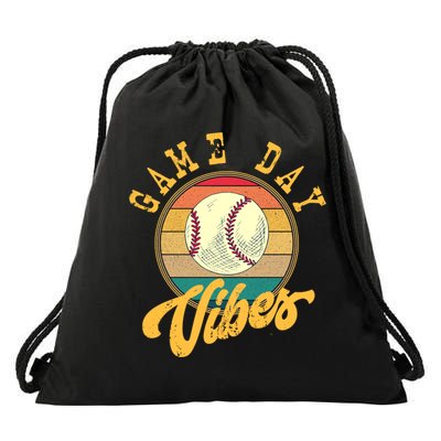 Game Day Vibes Retro Baseball Season Players And Fans Design Gift Drawstring Bag