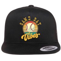 Game Day Vibes Retro Baseball Season Players And Fans Design Gift Flat Bill Trucker Hat