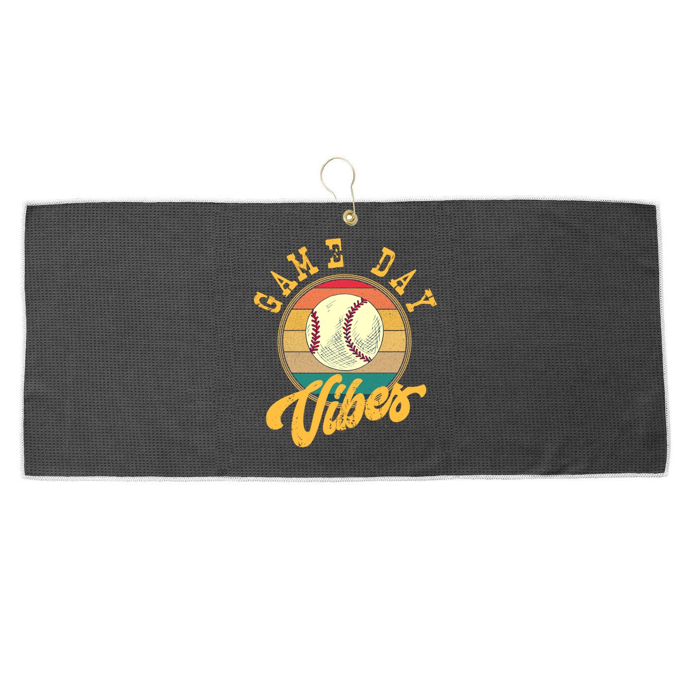 Game Day Vibes Retro Baseball Season Players And Fans Design Gift Large Microfiber Waffle Golf Towel