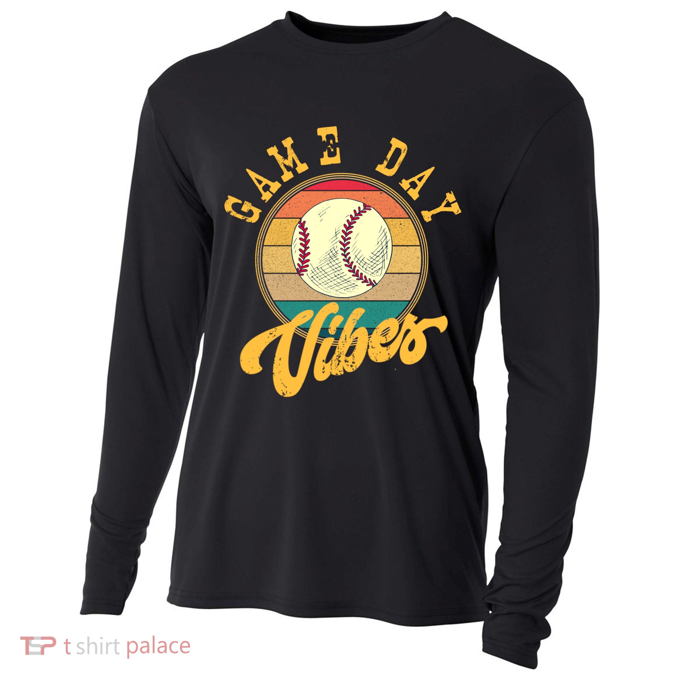 Game Day Vibes Retro Baseball Season Players And Fans Design Gift Cooling Performance Long Sleeve Crew