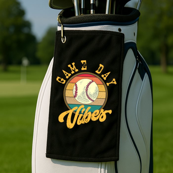 Game Day Vibes Retro Baseball Season Players And Fans Design Gift Golf Towel