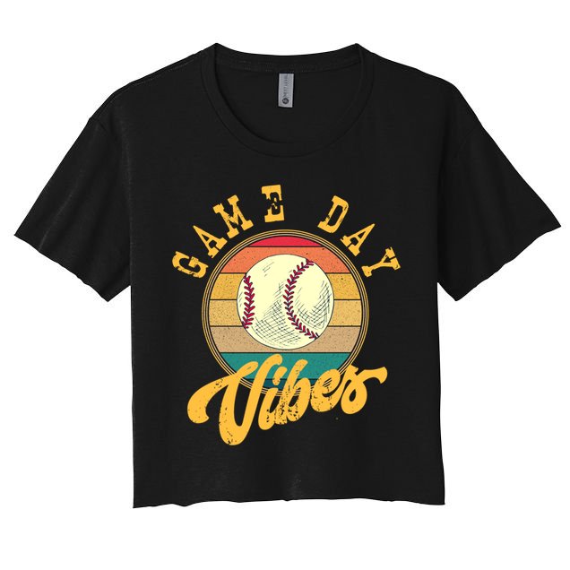 Game Day Vibes Retro Baseball Season Players And Fans Design Gift Crop Top