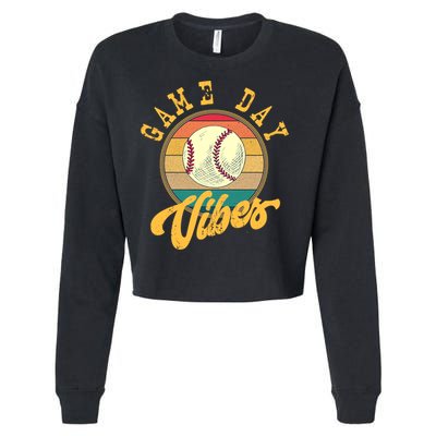 Game Day Vibes Retro Baseball Season Players And Fans Design Gift Cropped Pullover Crew