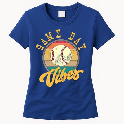 Game Day Vibes Retro Baseball Season Players And Fans Design Gift Womens T-Shirt