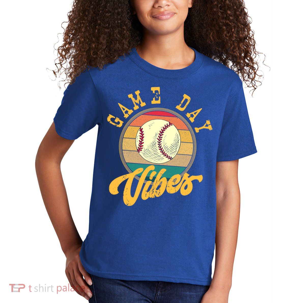 Game Day Vibes Retro Baseball Season Players And Fans Design Gift Kids T-Shirt