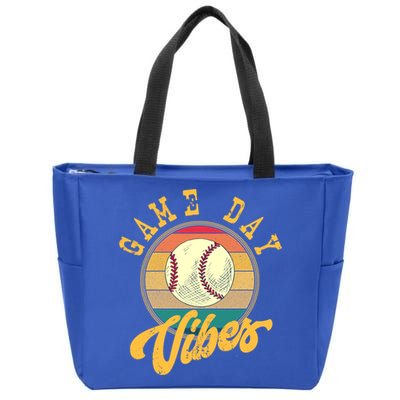 Game Day Vibes Retro Baseball Season Players And Fans Design Gift Zip Tote Bag