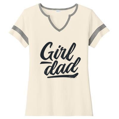 Girl Dad Vintage Gift Ladies Halftime Notch Neck Tee