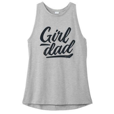 Girl Dad Vintage Gift Ladies PosiCharge Tri-Blend Wicking Tank