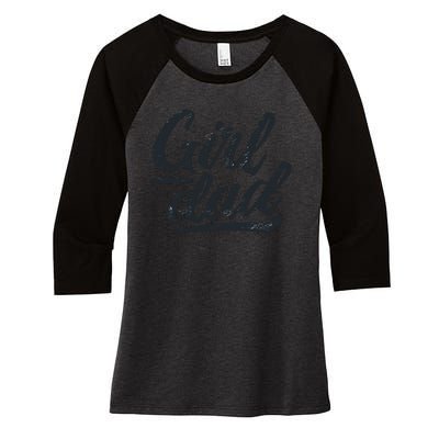 Girl Dad Vintage Gift Women's Tri-Blend 3/4-Sleeve Raglan Shirt