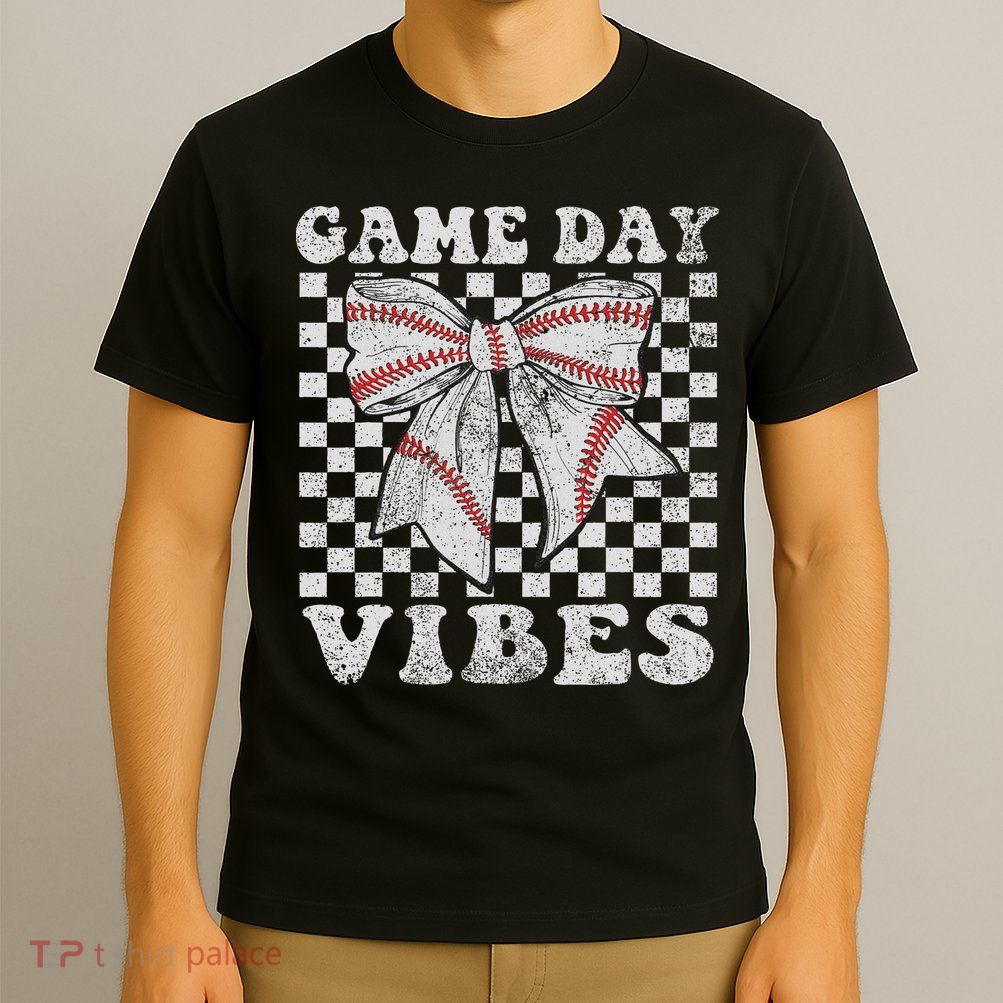 Game Day Vibes Coquette Bow Baseball Mama Baseball Season T-Shirt