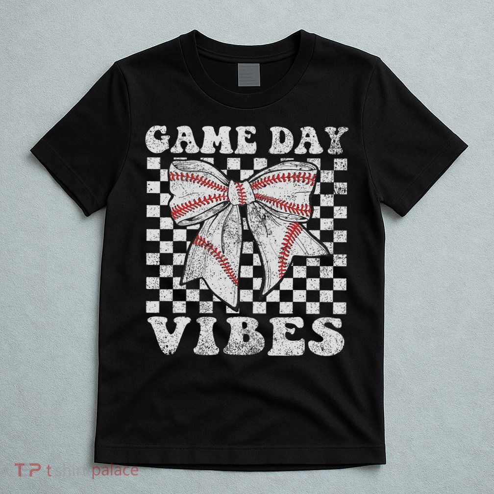 Game Day Vibes Coquette Bow Baseball Mama Baseball Season T-Shirt