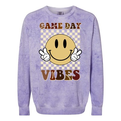 Game Day Vibes Retro Smile Football Colorblast Crewneck Sweatshirt