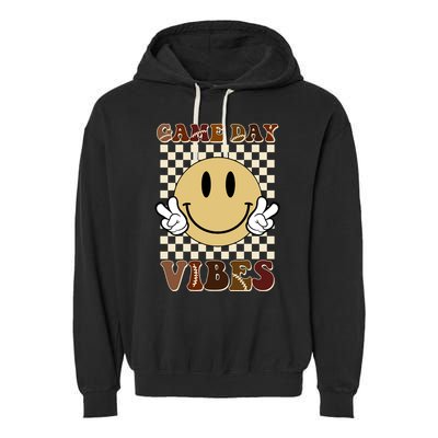 Game Day Vibes Retro Smile Football Garment-Dyed Fleece Hoodie