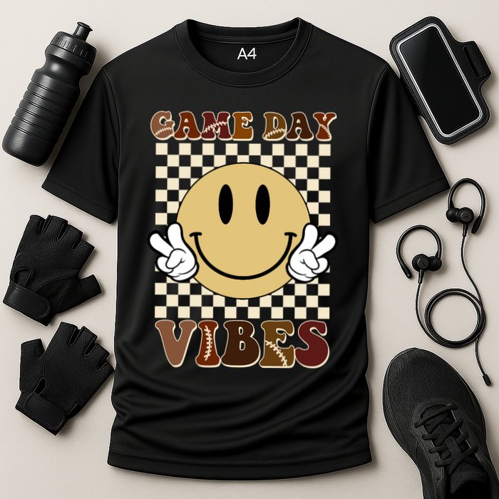 Game Day Vibes Retro Smile Football Performance Shirt