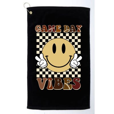 Game Day Vibes Retro Smile Football Golf Towel