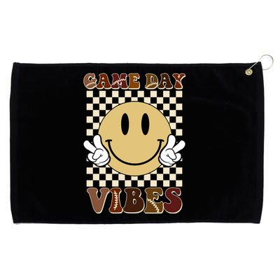 Game Day Vibes Retro Smile Football Grommeted Golf Towel