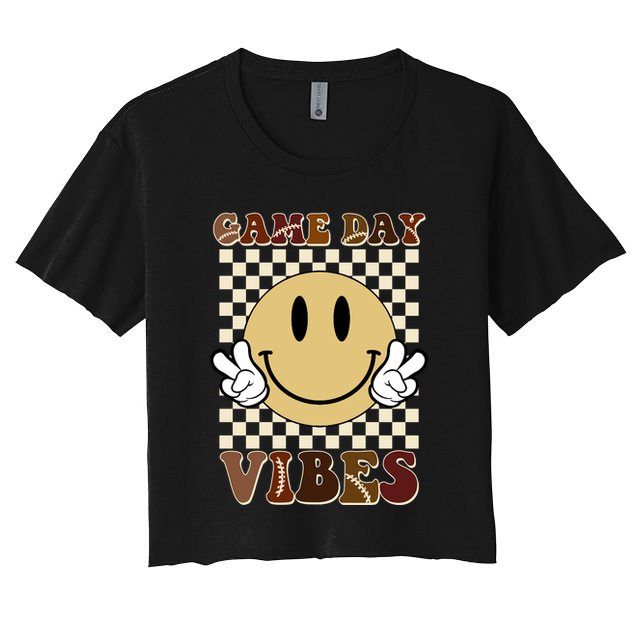 Game Day Vibes Retro Smile Football Crop Top