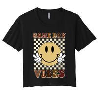Game Day Vibes Retro Smile Football Women's Crop Top Tee