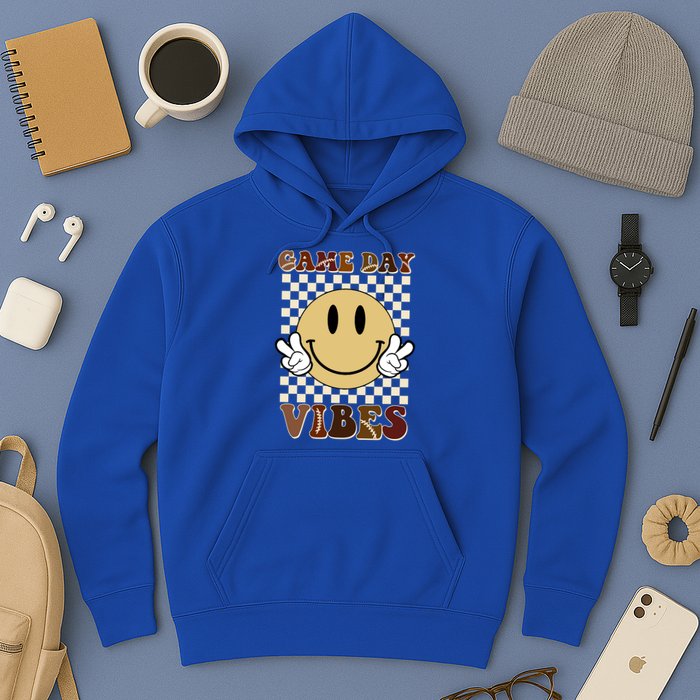 Game Day Vibes Retro Smile Football Hoodie