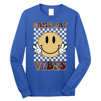 Game Day Vibes Retro Smile Football Long Sleeve Shirt