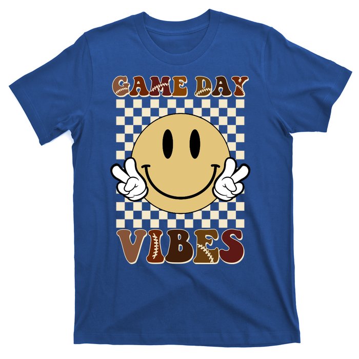 Game Day Vibes Retro Smile Football T-Shirt