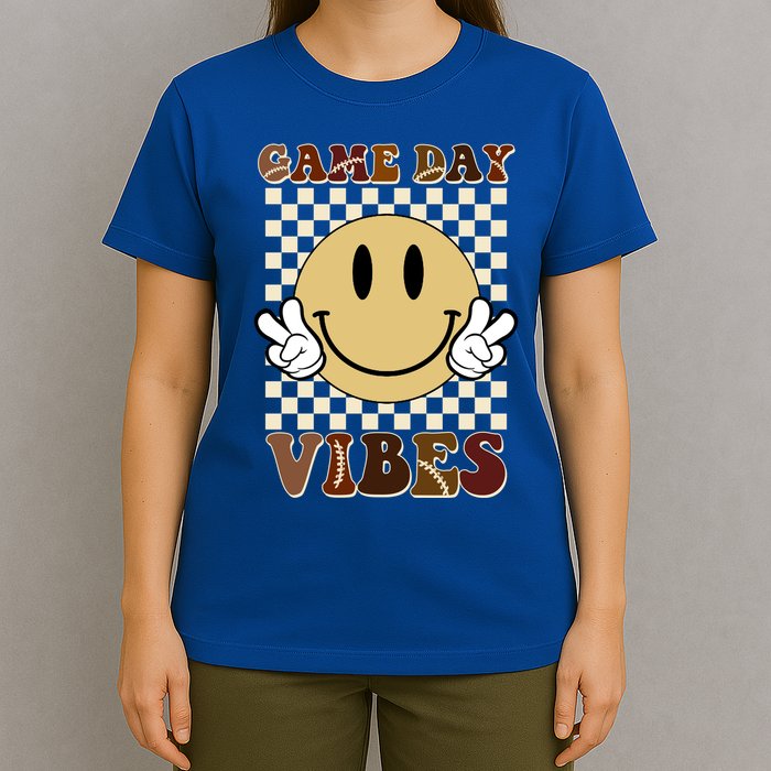 Game Day Vibes Retro Smile Football T-Shirt