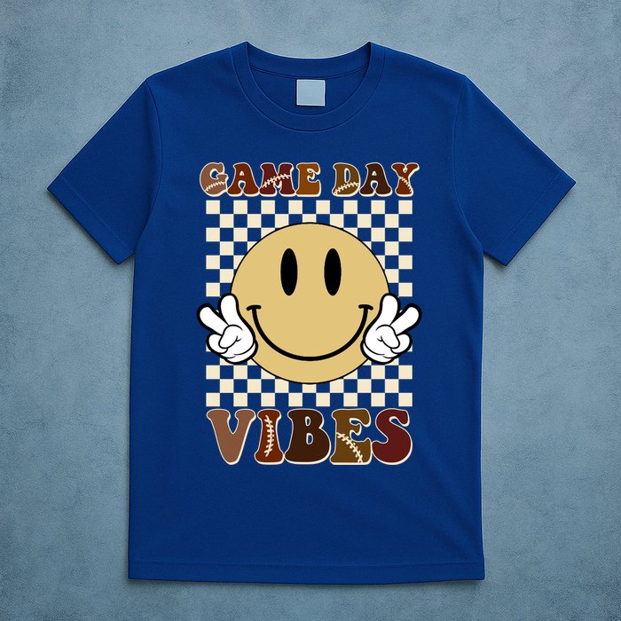 Game Day Vibes Retro Smile Football T-Shirt