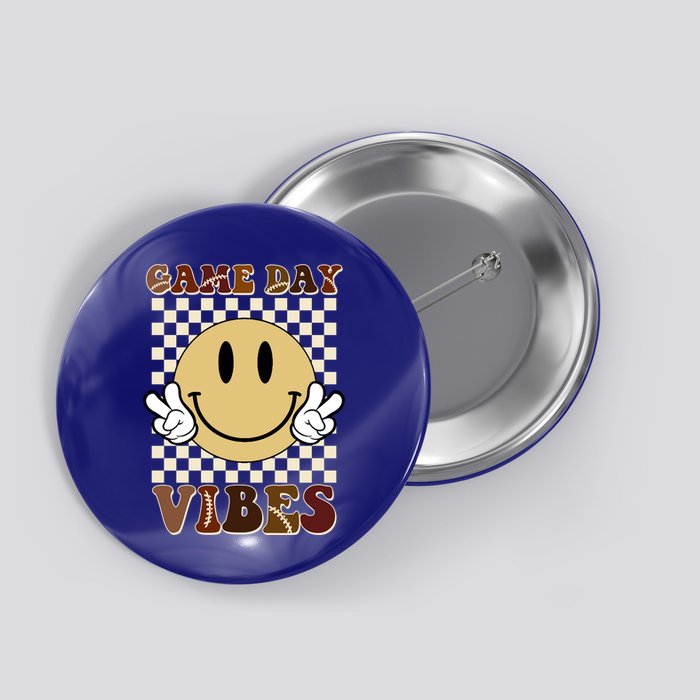 Game Day Vibes Retro Smile Football Button