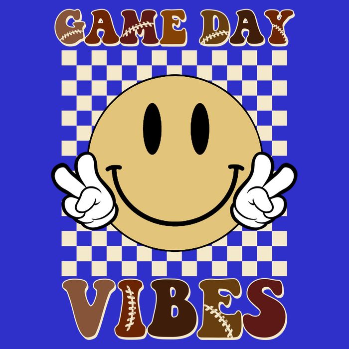 Game Day Vibes Retro Smile Football Button