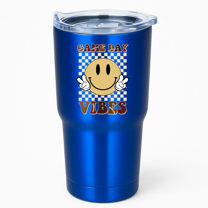 Game Day Vibes Retro Smile Football Tumbler